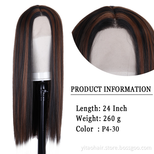 FZY Wholesale Price Good Omens Cosplay P#4/27  with highlights silk straight Synthetic hair Wigs with lace front  Vendor